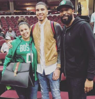 Brandy Cole with her son Jayson Tatum and former partner Justin Tatum.
